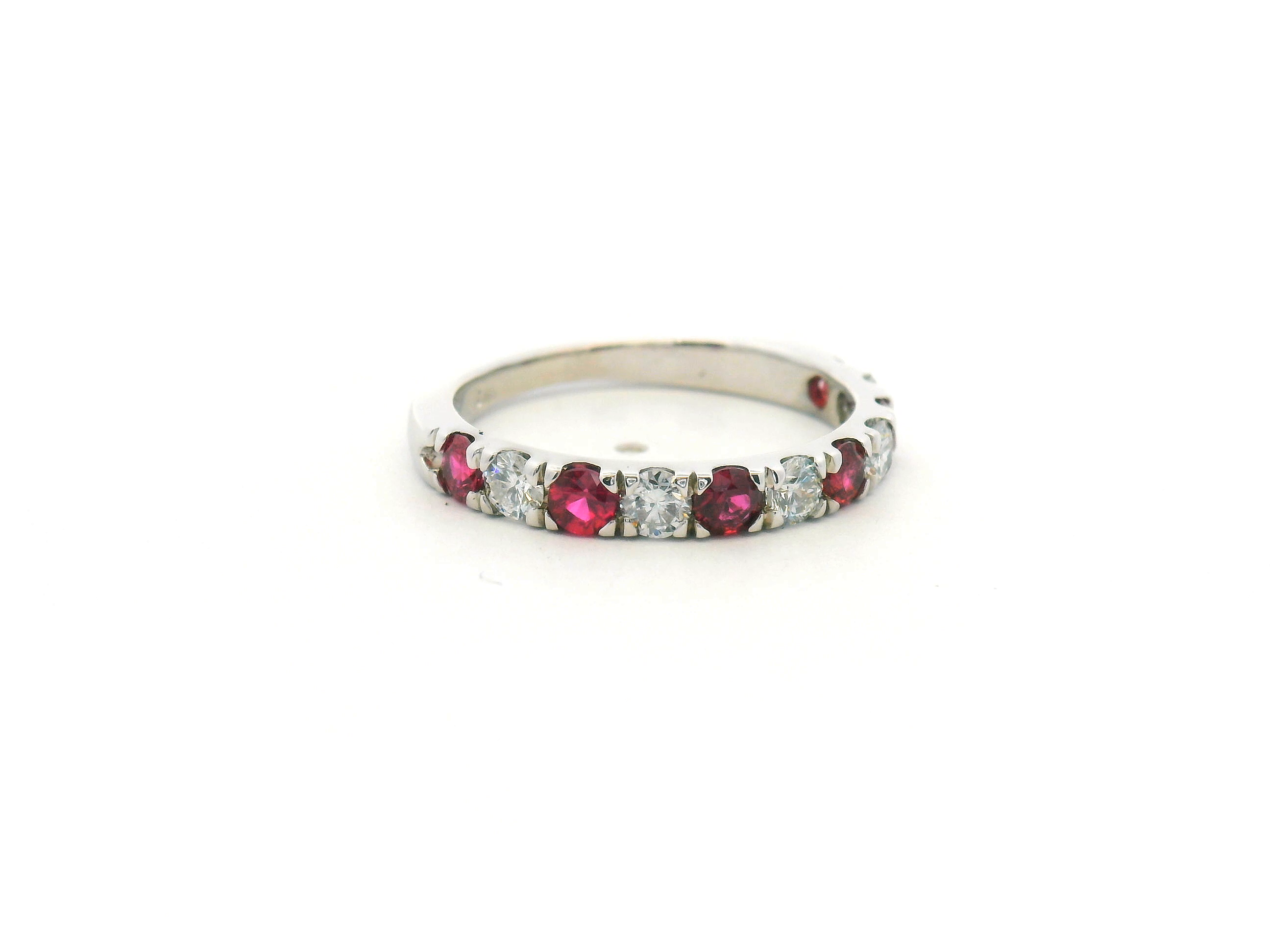 Ruby and Diamond Alternating Wedding Band