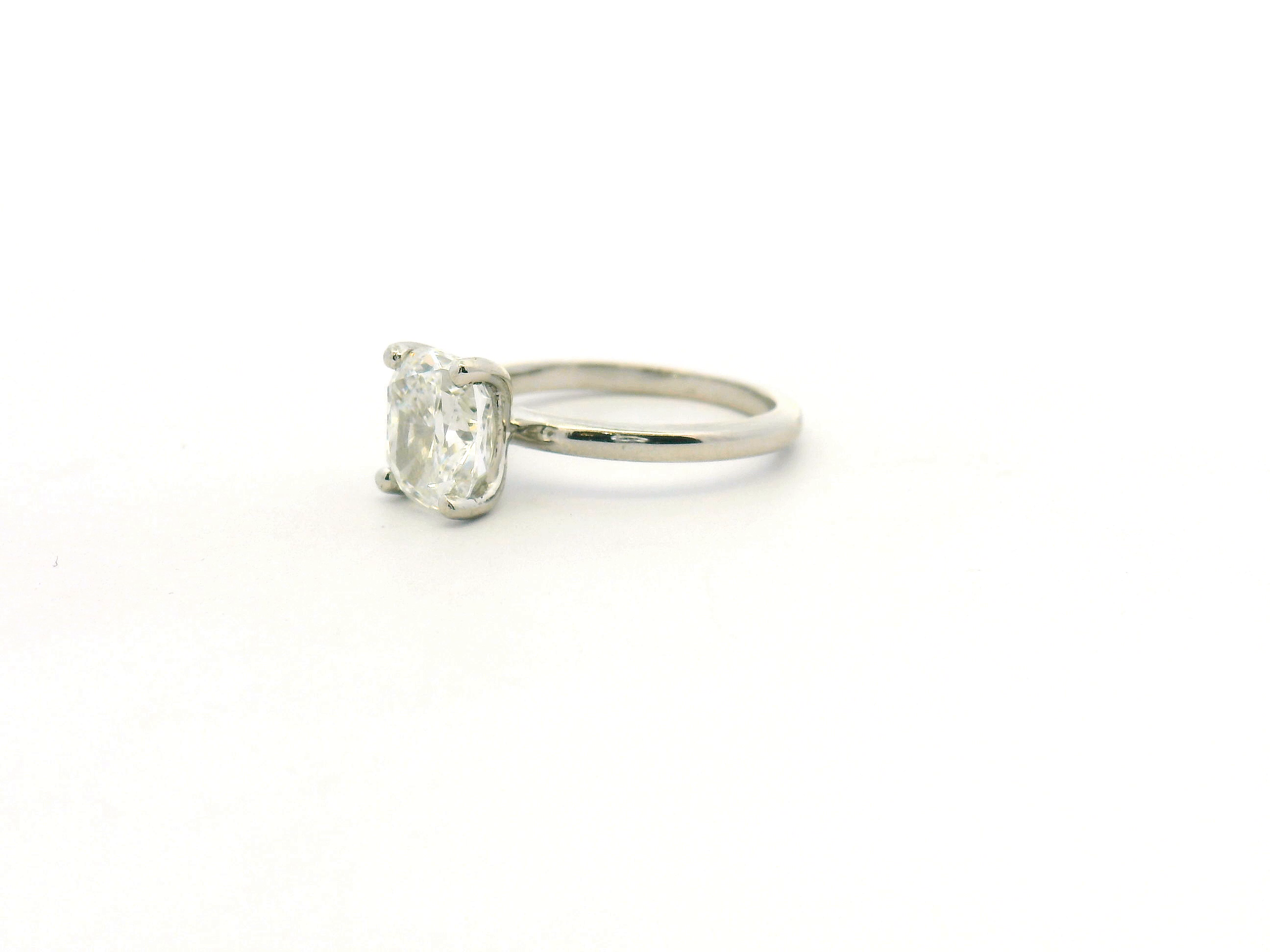 Elongated Cushion Cut Diamond Solitaire Engagement Ring