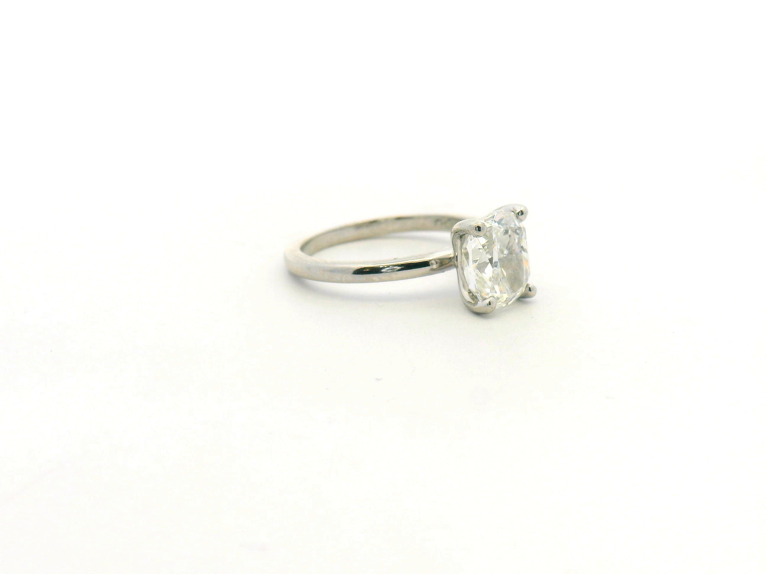 Elongated Cushion Cut Diamond Solitaire Engagement Ring