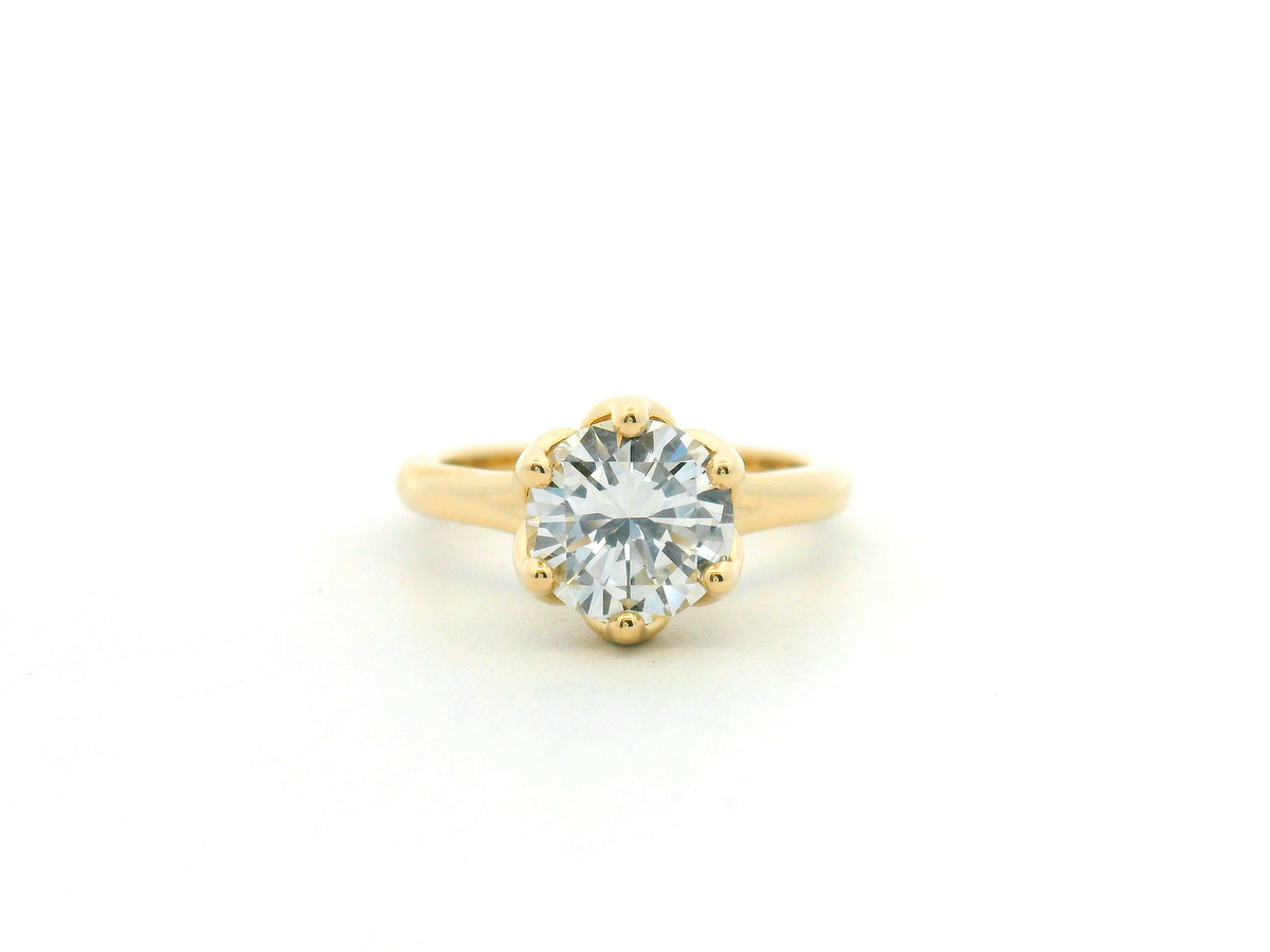 Round Diamond Tulip Solitaire Engagement Ring