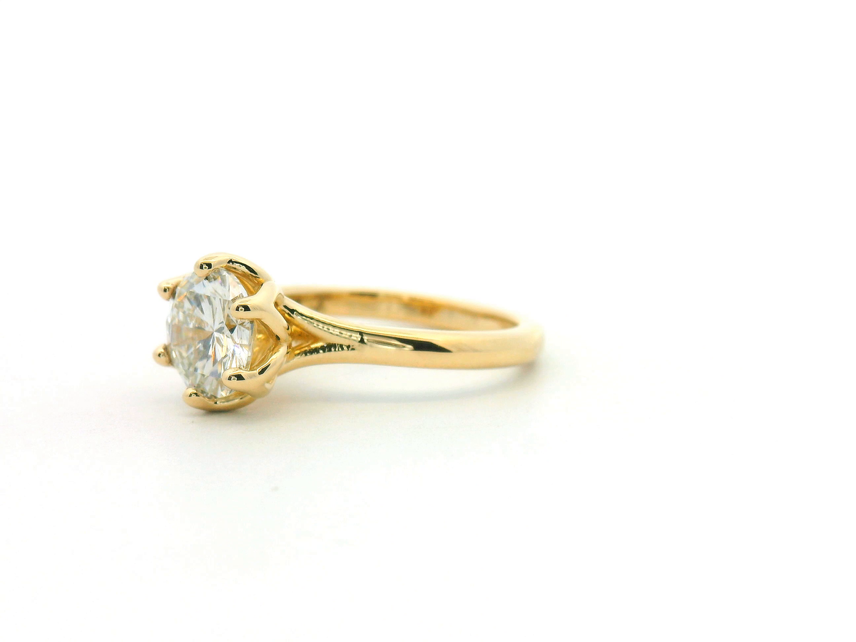 Round Diamond Tulip Solitaire Engagement Ring