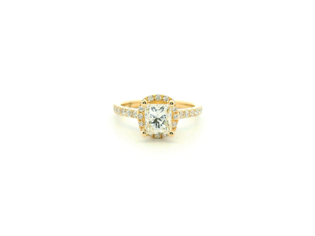 Princess Cut Diamond Halo Engagement Ring