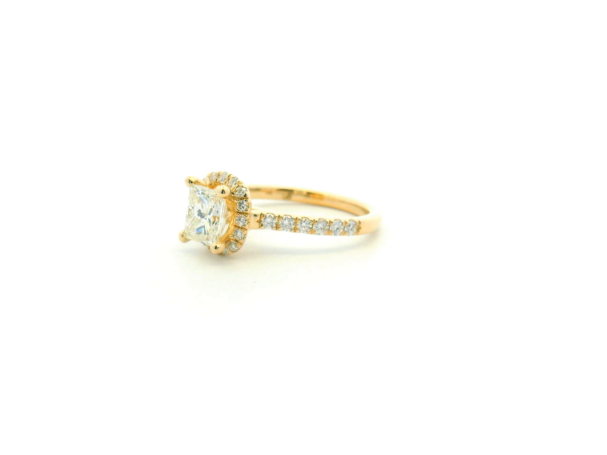 Princess Cut Diamond Halo Engagement Ring