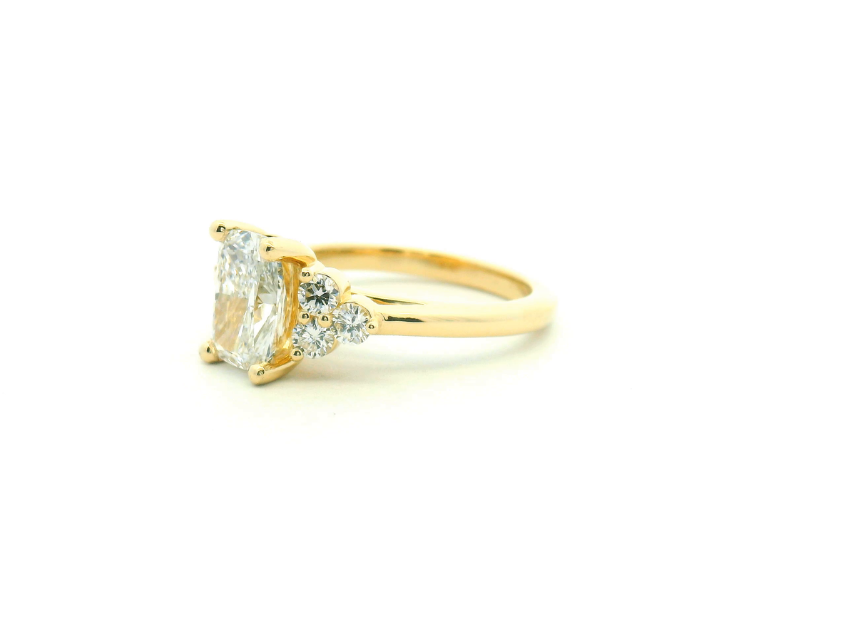 Elongated Cushion Diamond Cluster Engagement Ring