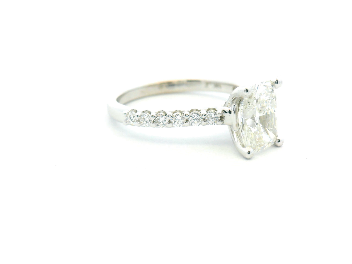 Cathedral Accented Elongated Cushion Engagement Ring