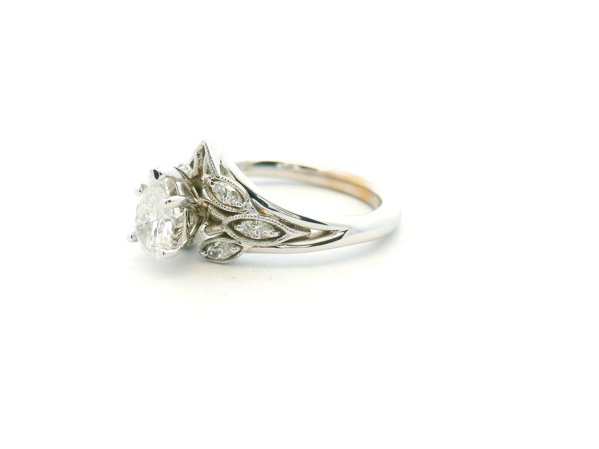 Vintage Pear Diamond Floral Cluster Engagement Ring