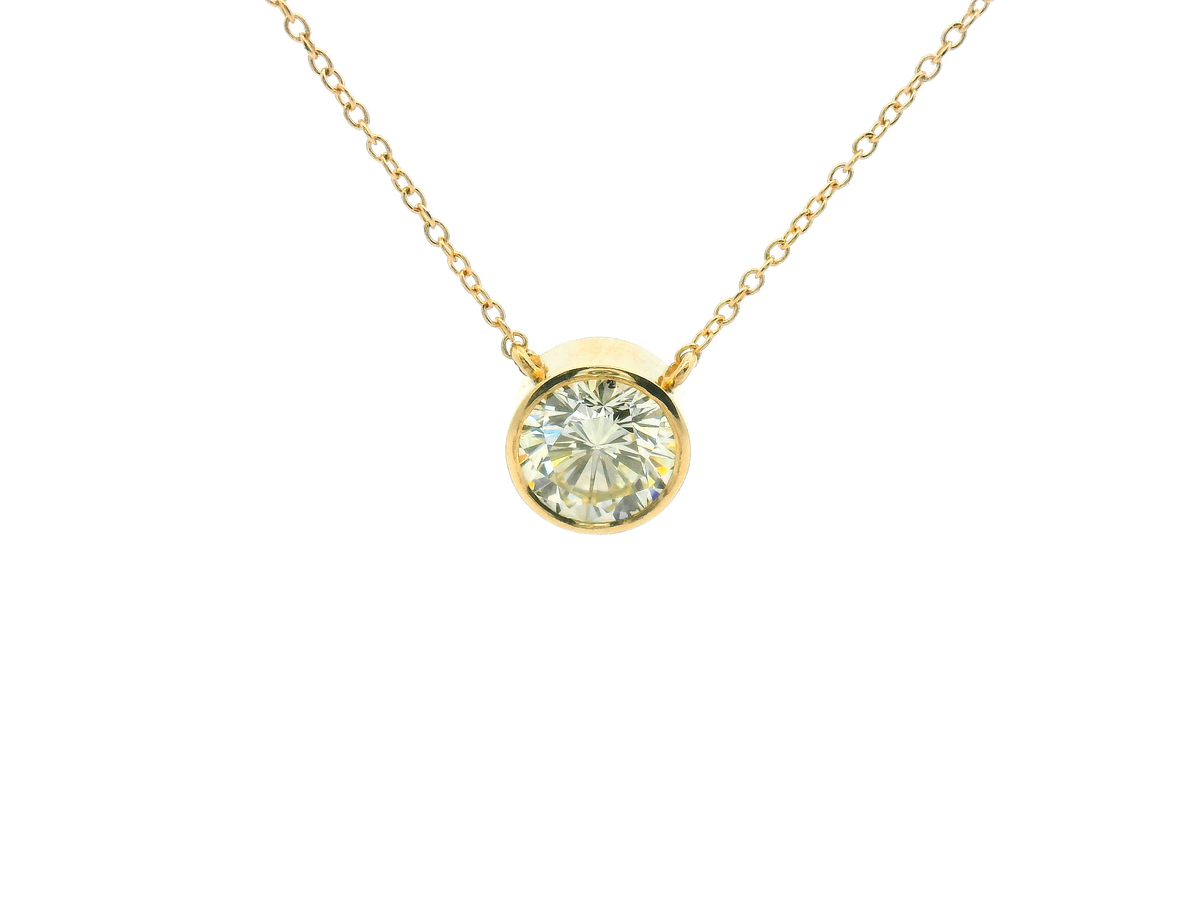 Round Bezel Set Diamond Solitaire Necklace