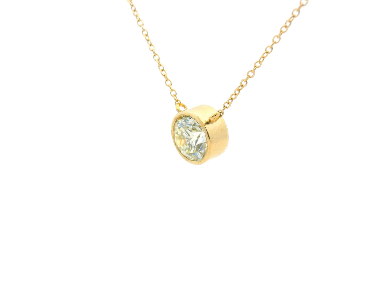 Round Bezel Set Diamond Solitaire Necklace