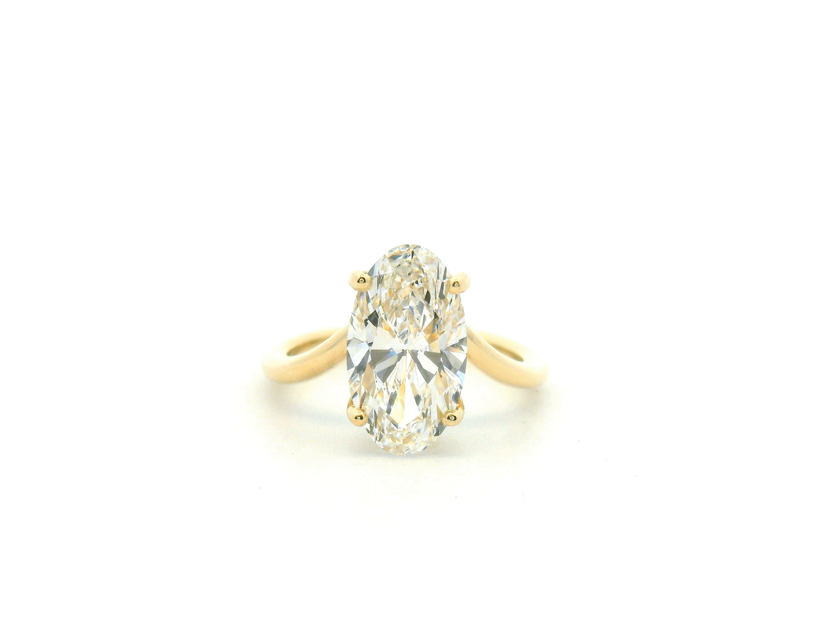 Moval Engagement Ring with Sculptural Open Split Shank