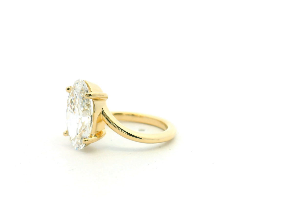 Moval Engagement Ring with Sculptural Open Split Shank