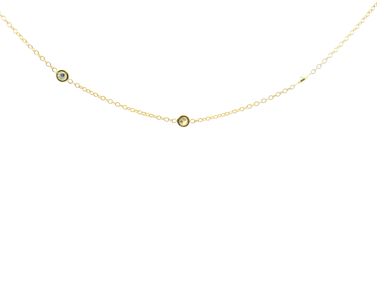 Bezel Set Diamond Station Necklace
