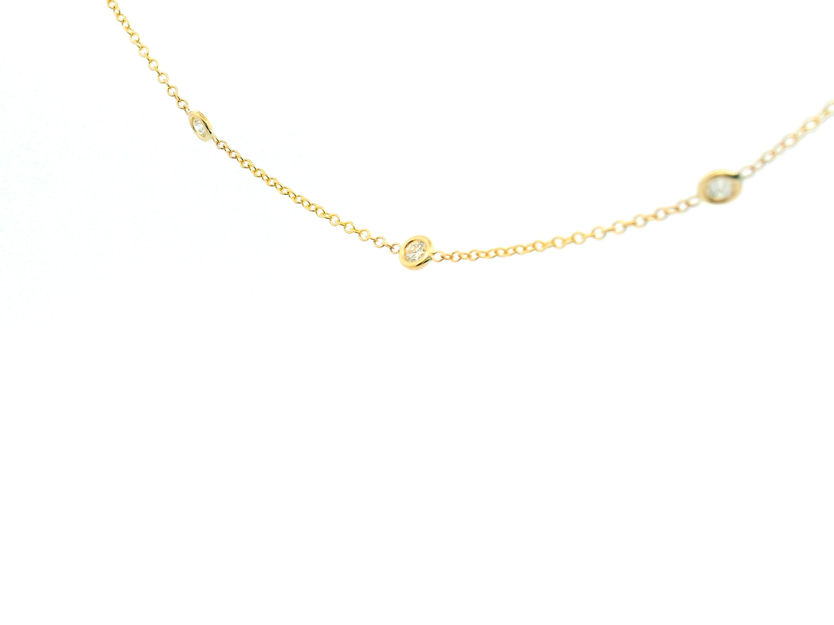 Round Diamond Bezel Set Station Necklace