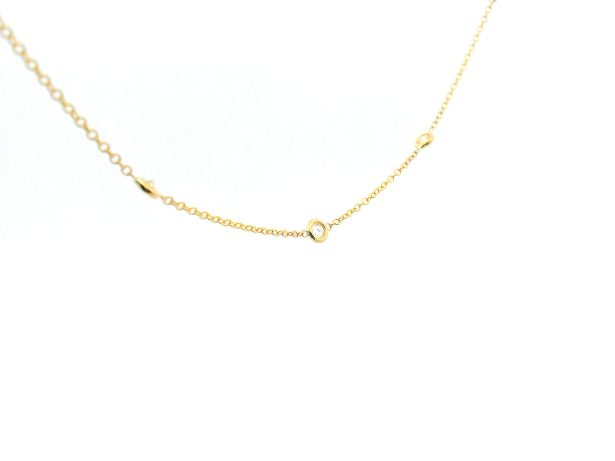 Bezel Set Round Diamond Station Necklace
