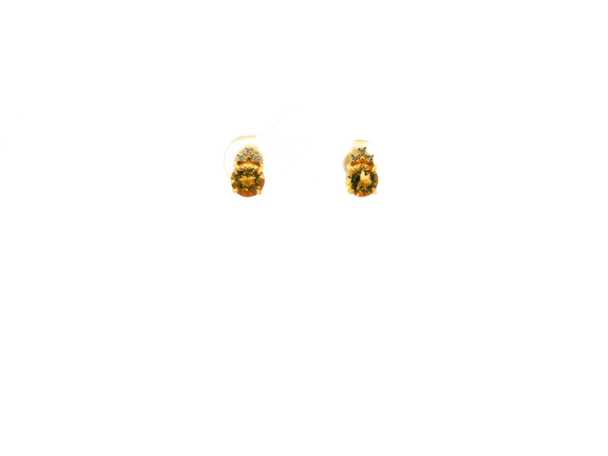 Citrine and Diamond Accent Stud Earrings