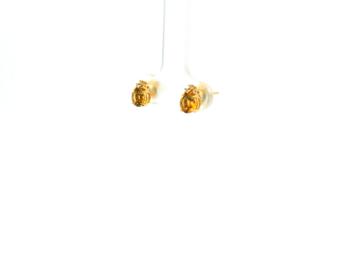 Citrine and Diamond Accent Stud Earrings