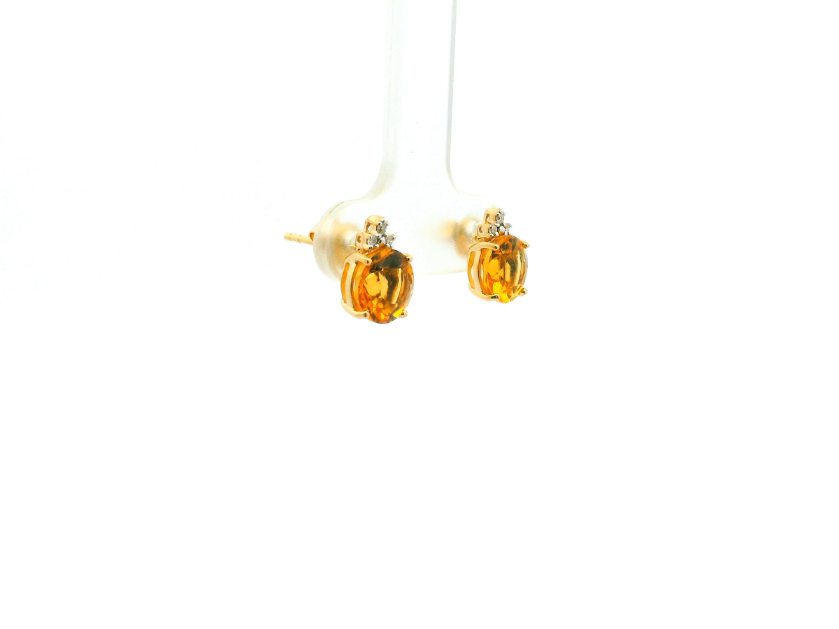 Round Citrine and Diamond Accent Stud Earrings