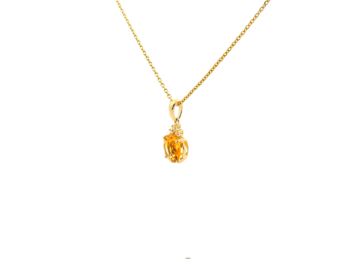 Round Citrine and Diamond Accent Pendant Necklace