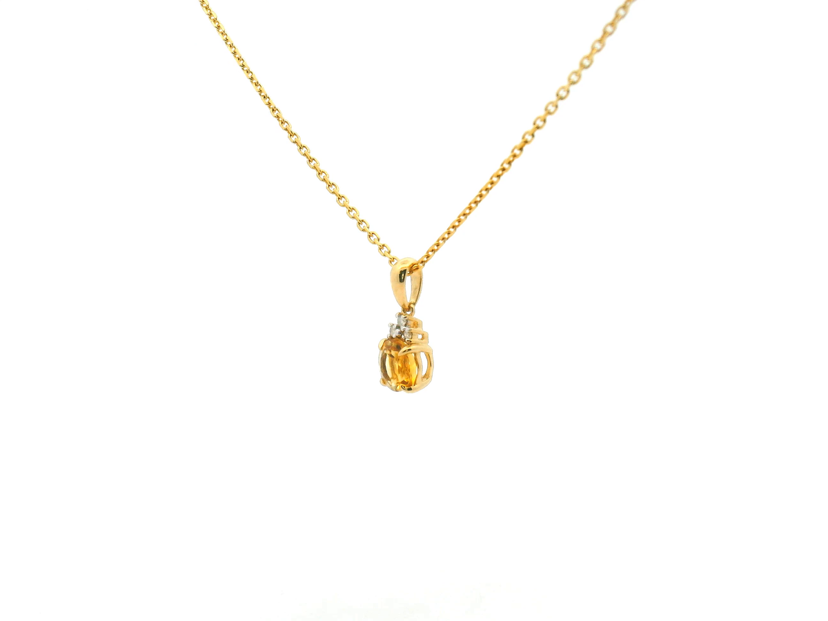 Round Citrine and Diamond Accent Pendant Necklace