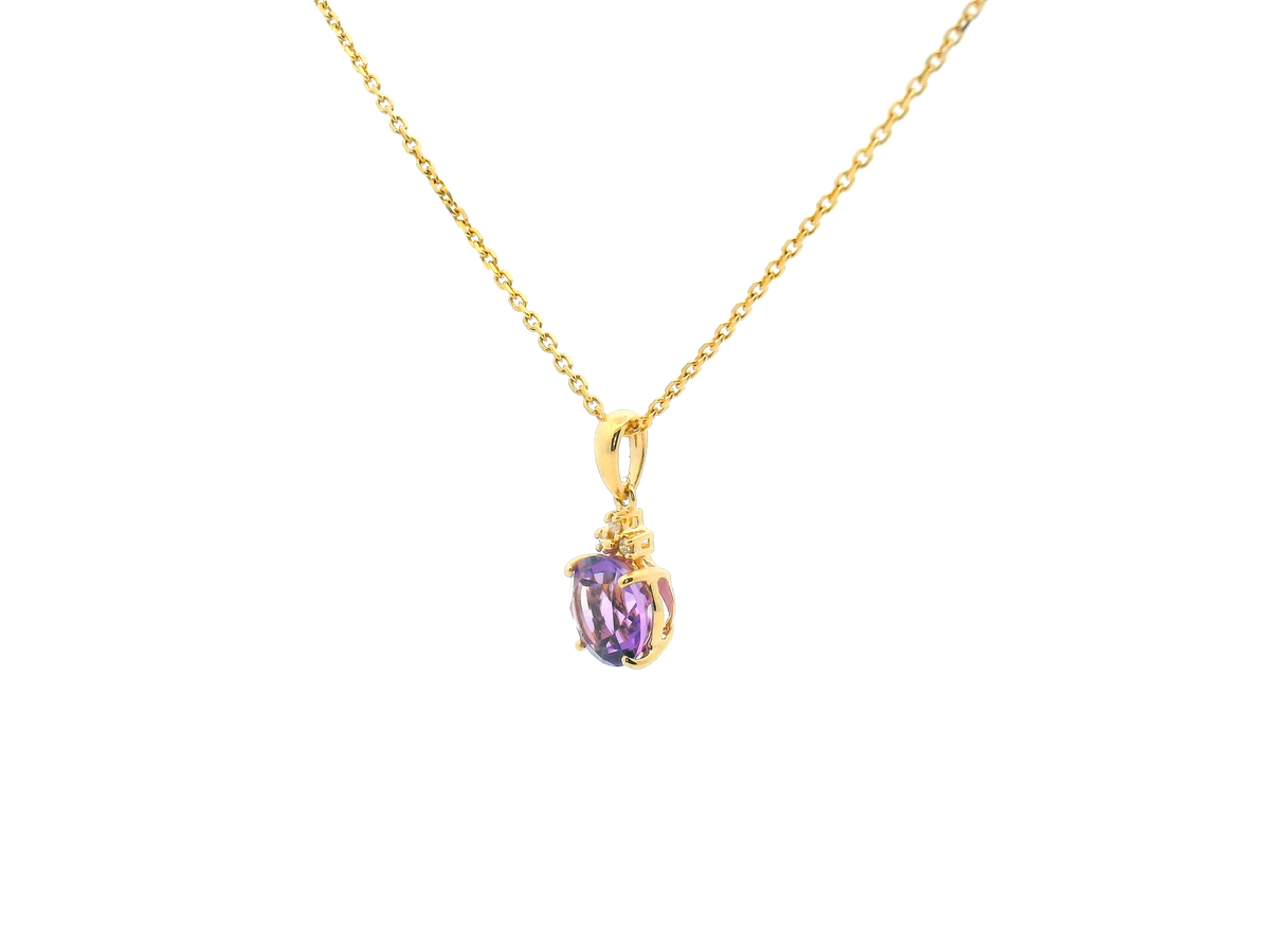 Round Amethyst and Diamond Accent Pendant Necklace
