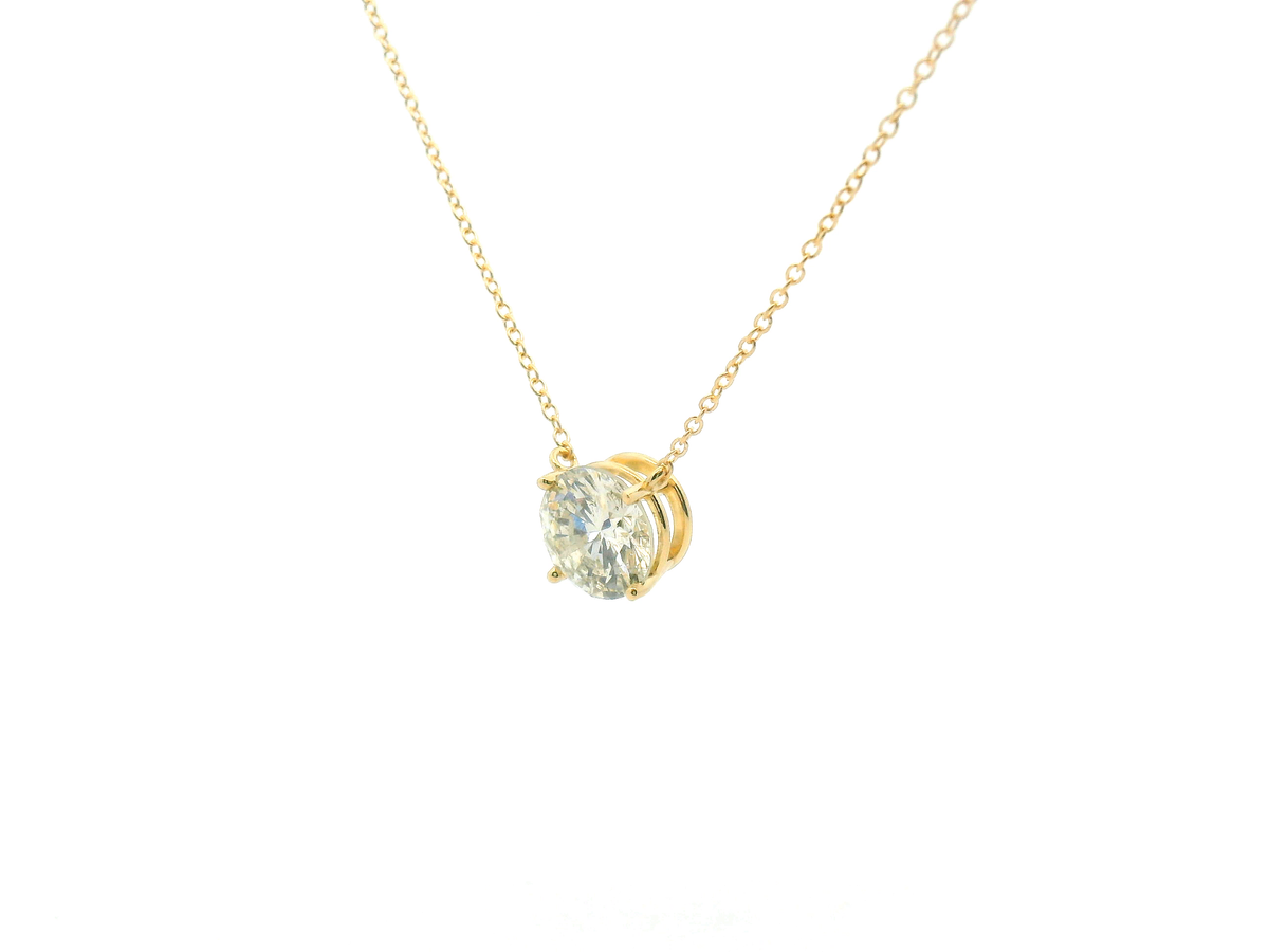 Yellow Gold Round Solitaire Diamond Pendant Necklace