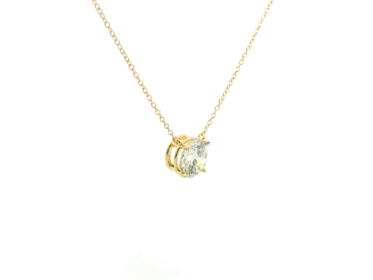 Yellow Gold Round Solitaire Diamond Pendant Necklace