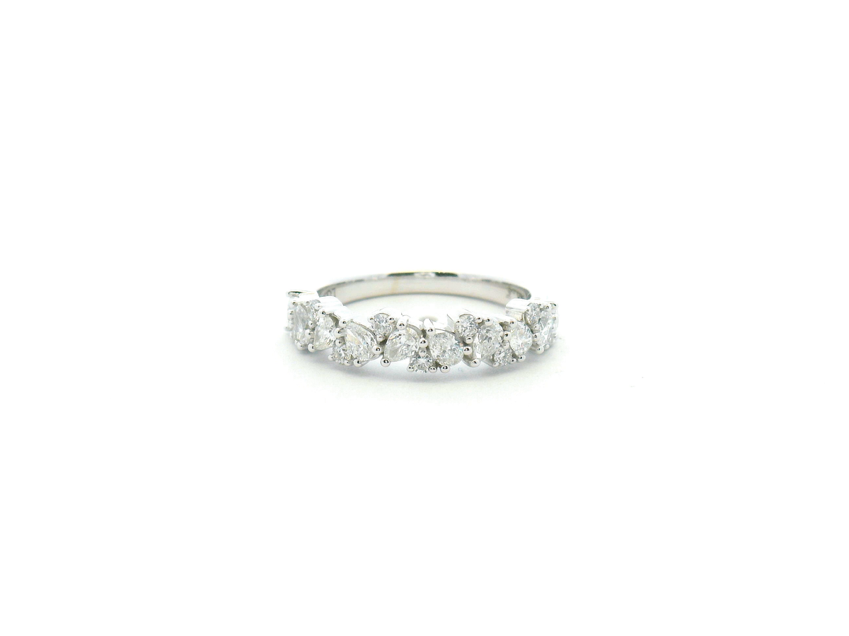 Pear & Round Diamond Cluster Wedding Band