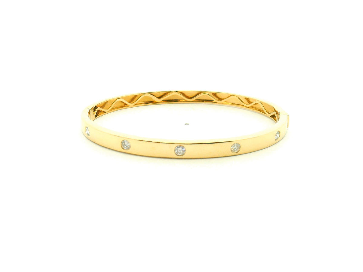 Yellow Diamond Flush Set Hinged Bangle Bracelet