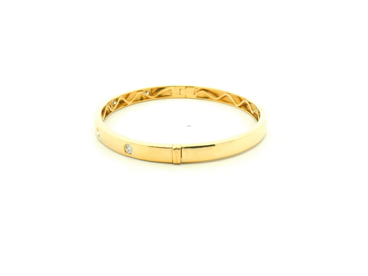 Yellow Diamond Flush Set Hinged Bangle Bracelet