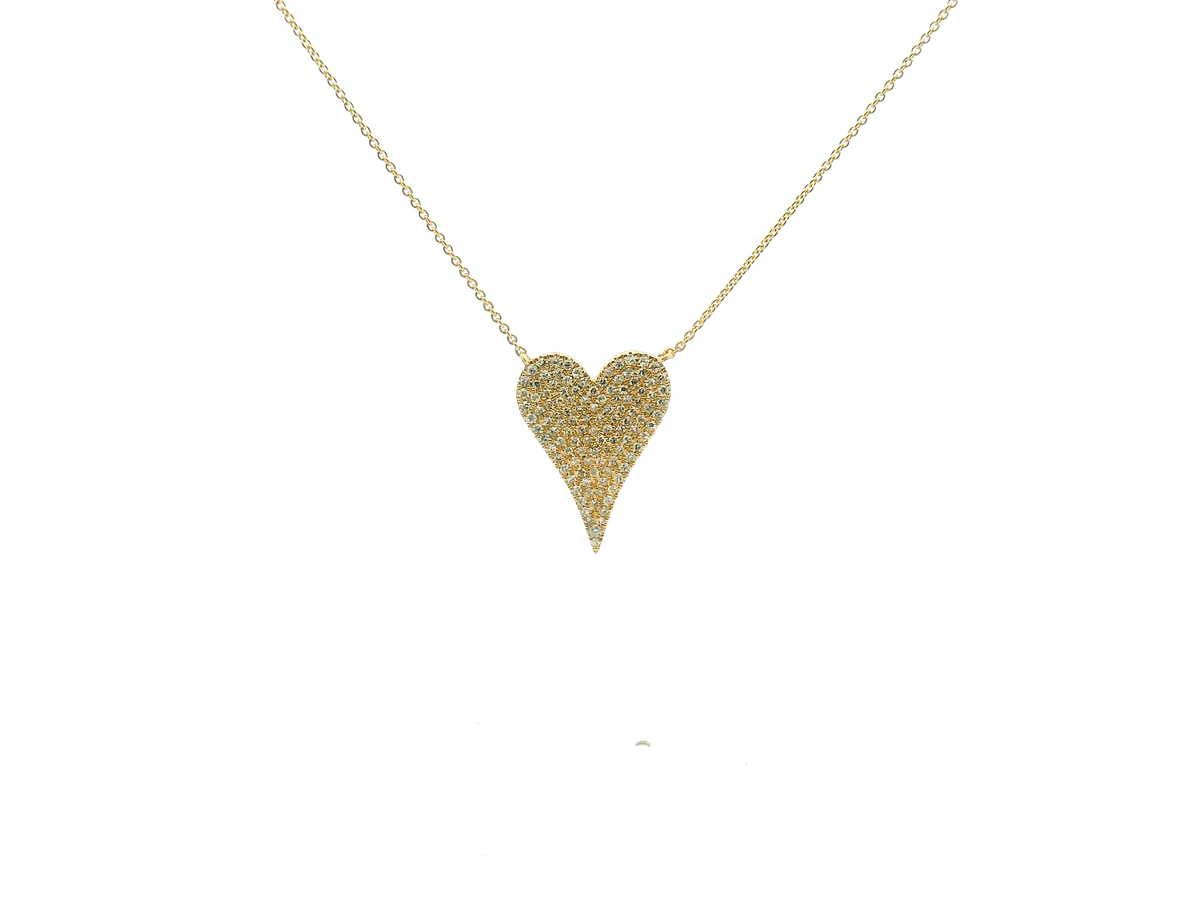 Yellow Pavé Diamond Elongated Heart Pendant Necklace