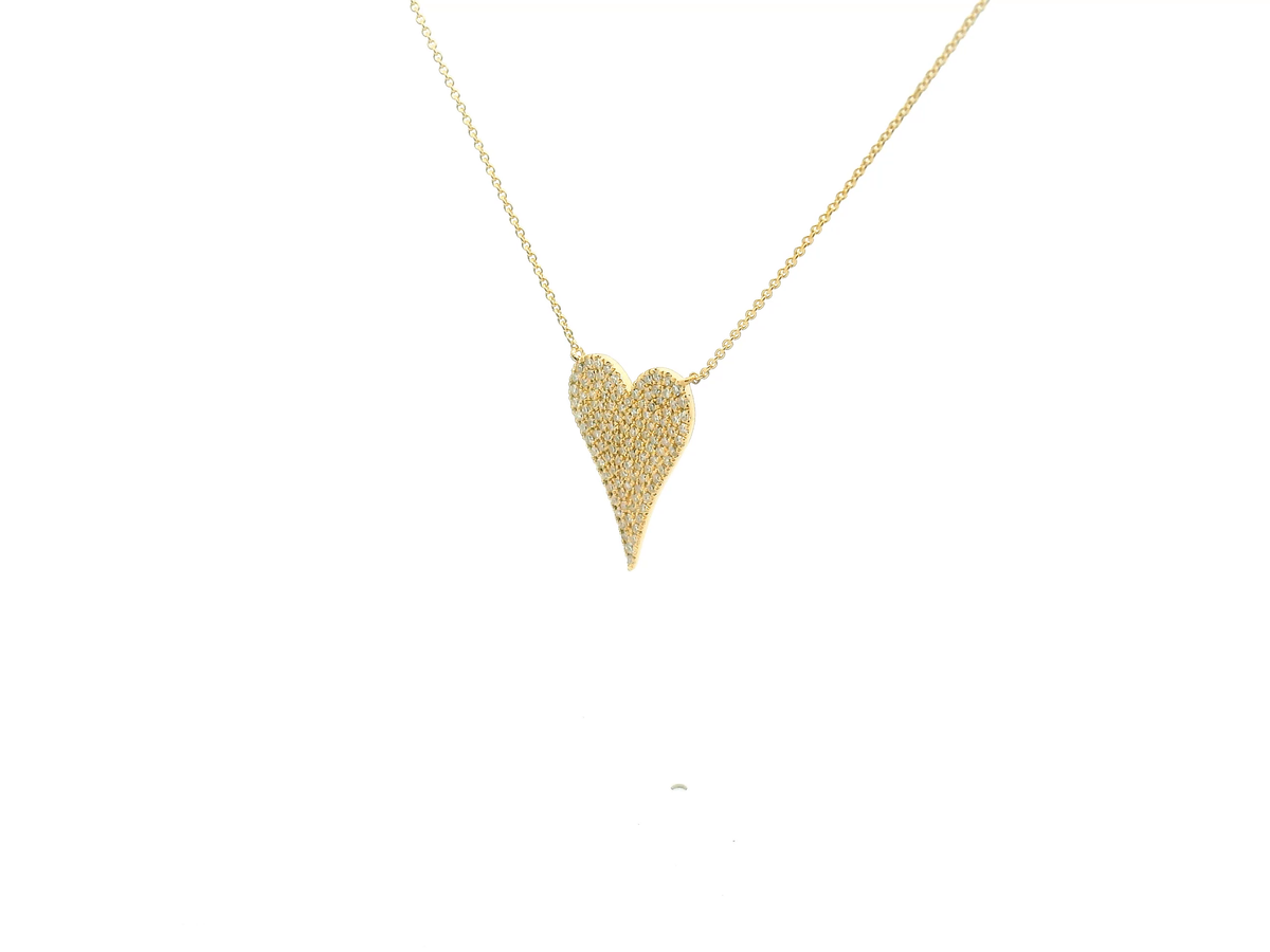 Yellow Pavé Diamond Elongated Heart Pendant Necklace