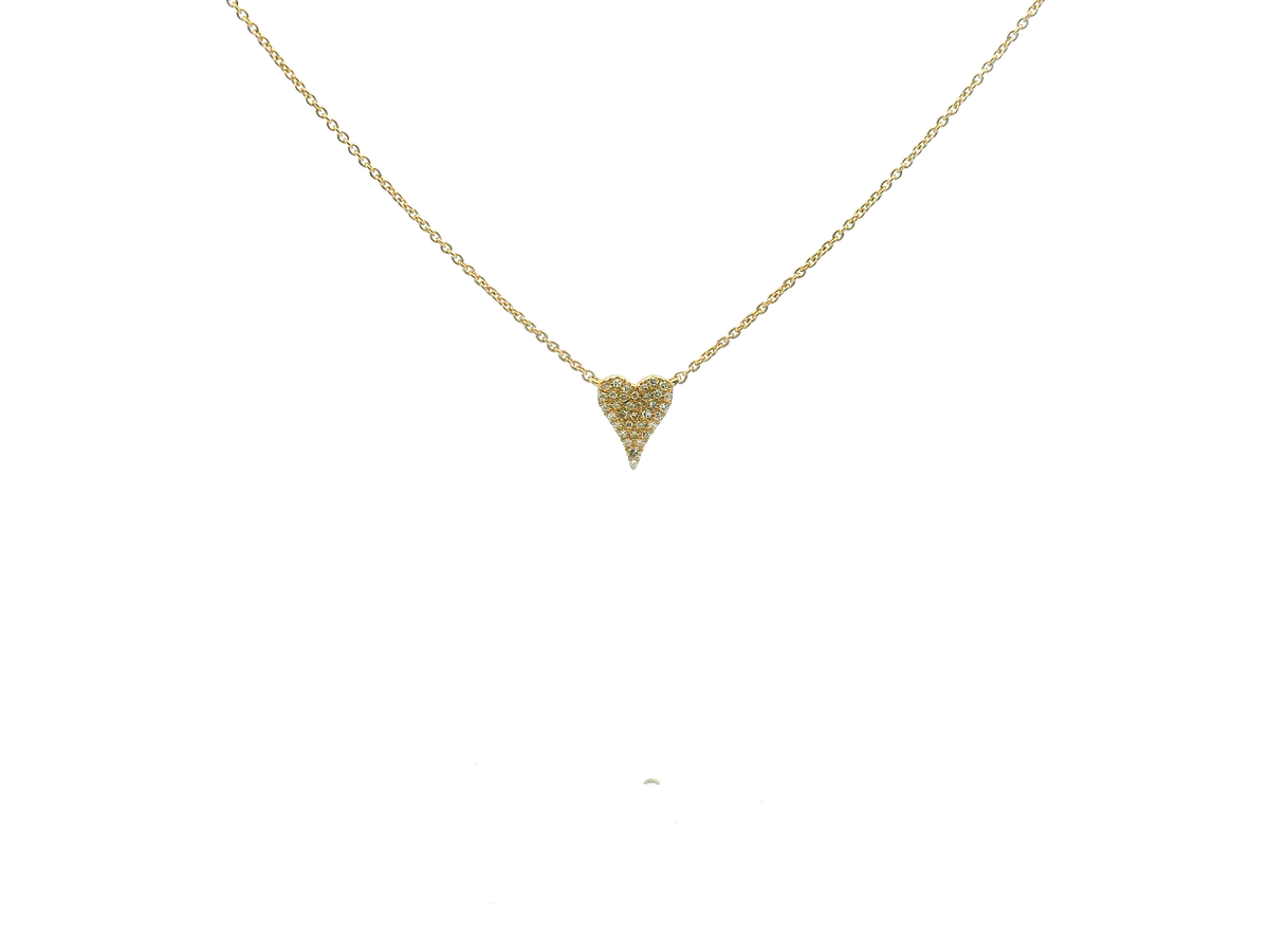 Yellow Pavé Diamond Petite Elongated Heart Pendant Necklace