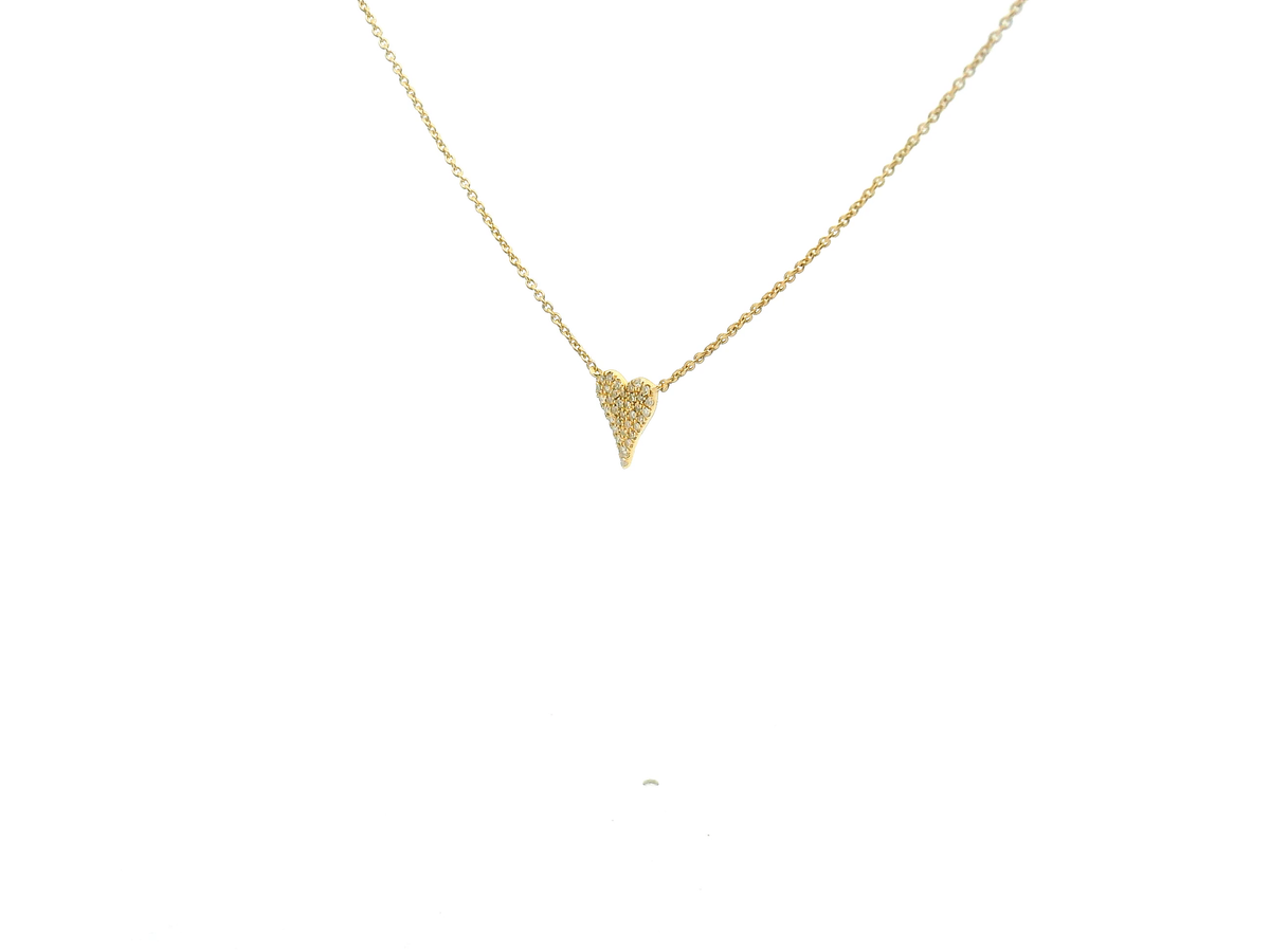Yellow Pavé Diamond Petite Elongated Heart Pendant Necklace