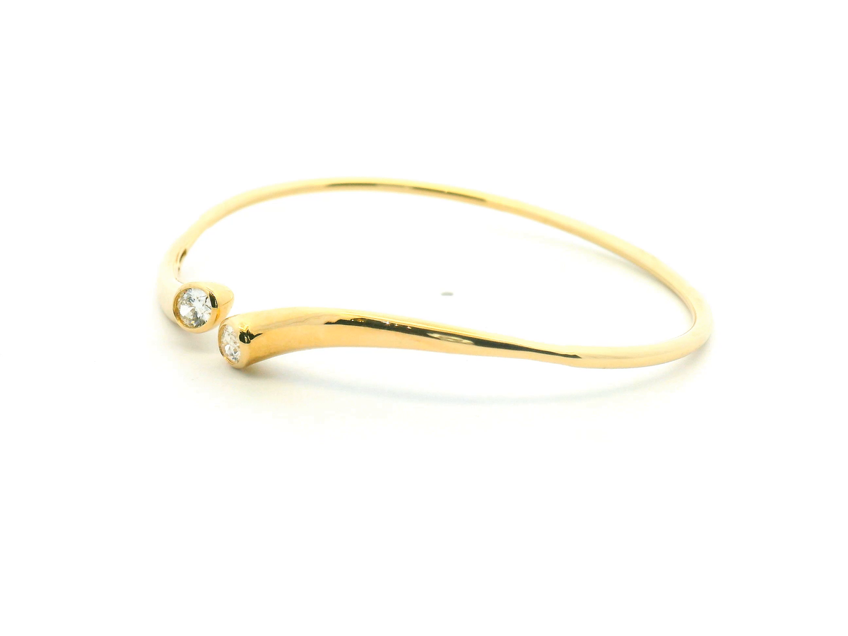 Diamond Bypass Open Bangle Bracelet