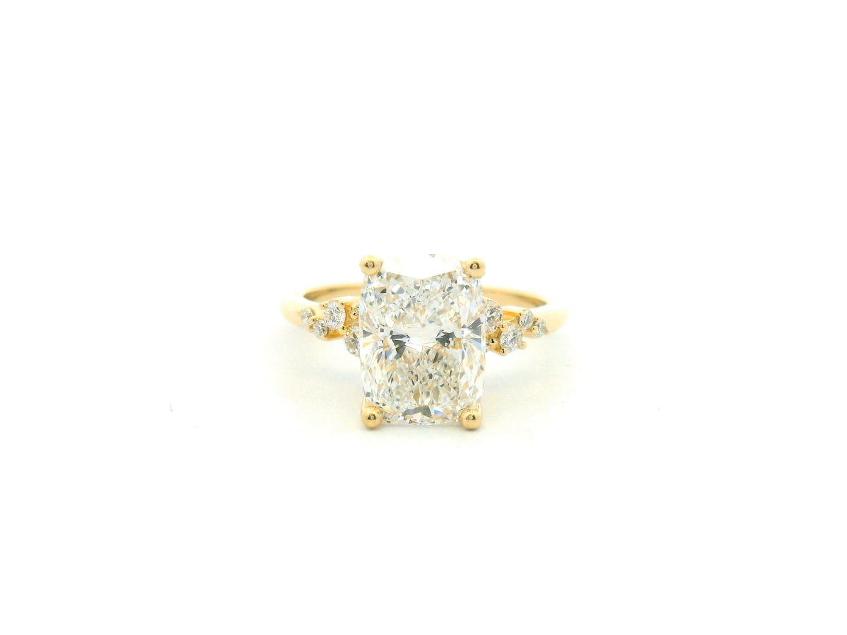 Elongated Cushion Scatter Engagement Ring