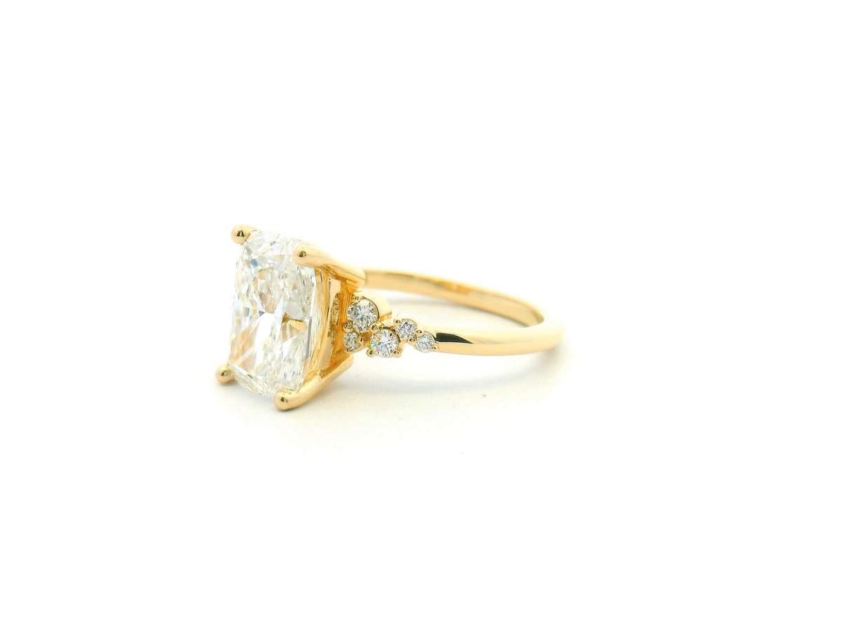 Elongated Cushion Scatter Engagement Ring