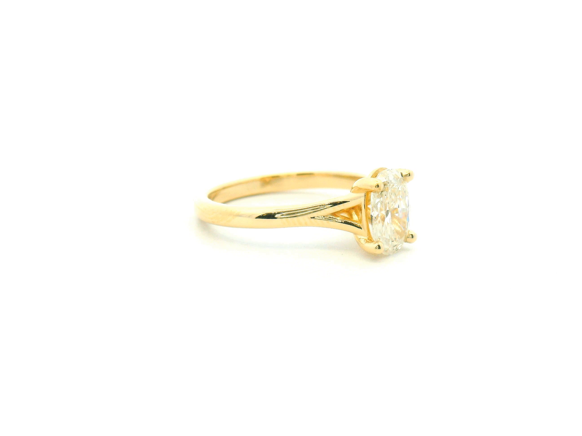 Oval Split Shank Solitaire Engagement Ring